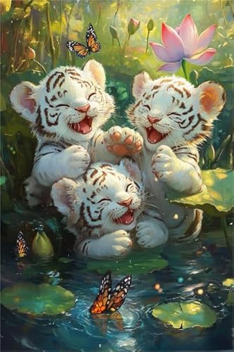 Puzzle 1000 Stücks - White Tigerss Animals Bilder - Stressabbau-Spiel Für Erwachsene - Kinderspielzeug Lernspiele Plakats - Wand Kunst Dekoration Xw320Qk von DMQBT