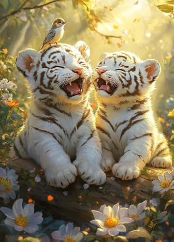 Puzzle 1000 Stücks - White Tigerss Animals Bilder - Stressabbau-Spiel Für Erwachsene - Kinderspielzeug Lernspiele Plakats - Wand Kunst Dekoration Xw322Qk von DMQBT