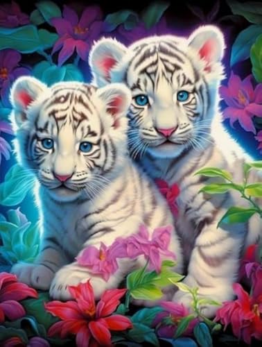 Puzzle 1000 Stücks - White Tigerss Animals Bilder - Stressabbau-Spiel Für Erwachsene - Kinderspielzeug Lernspiele Plakats - Wand Kunst Dekoration Xw323Qk von DMQBT