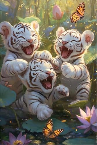 Puzzle 1000 Stücks - White Tigerss Animals Bilder - Stressabbau-Spiel Für Erwachsene - Kinderspielzeug Lernspiele Plakats - Wand Kunst Dekoration Xw324Qk von DMQBT
