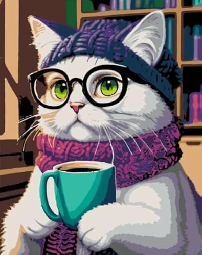 Puzzle 1000 Teile - Cats Drinking Coffees Abstract Illustrations Plakat Art - Lernspielzeug Für Kinder - Erwachsene Familie Stress Relief Puzzle Spielzeug Dw303Sk von DMQBT