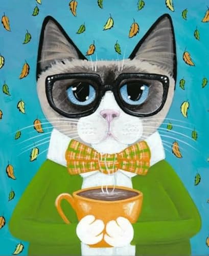 Puzzle 1000 Teile - Cats Drinking Coffees Abstract Illustrations Plakat Art - Lernspielzeug Für Kinder - Erwachsene Familie Stress Relief Puzzle Spielzeug Dw304Sk von DMQBT