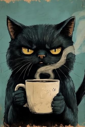 Puzzle 1000 Teile - Cats Drinking Coffees Abstract Illustrations Plakat Art - Lernspielzeug Für Kinder - Erwachsene Familie Stress Relief Puzzle Spielzeug Dw306Sk von DMQBT