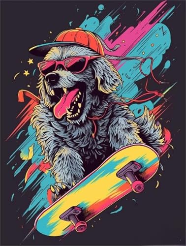 Skateboards Dog Abstrakte Kunst Animals Bilder - Puzzle 1000 Stücks - Lernspielzeug Für Kinder - Wand Kunst Dekoration - Erwachsene Challenge Game Xw77Qk von DMQBT
