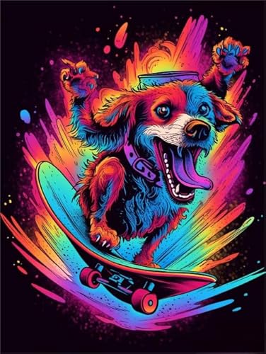 Skateboards Dog Abstrakte Kunst Animals Bilder - Puzzle 1000 Stücks - Lernspielzeug Für Kinder - Wand Kunst Dekoration - Erwachsene Challenge Game Xw78Qk von DMQBT