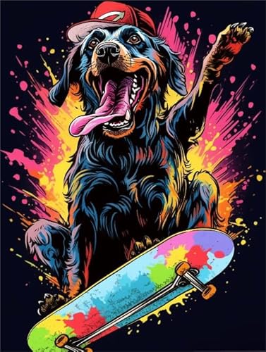 Skateboards Dog Abstrakte Kunst Animals Bilder - Puzzle 1000 Stücks - Lernspielzeug Für Kinder - Wand Kunst Dekoration - Erwachsene Challenge Game Xw79Qk von DMQBT