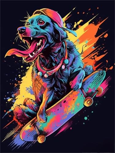 Skateboards Dog Abstrakte Kunst Animals Bilder - Puzzle 1000 Stücks - Lernspielzeug Für Kinder - Wand Kunst Dekoration - Erwachsene Challenge Game Xw80Qk von DMQBT