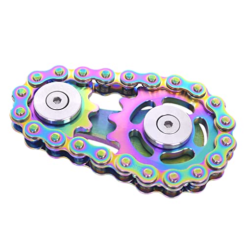 DMaos Fidget Spinner, Linkage Bike Chain Spinner Design 2 Gänge Figity Spin Fingerspiele, Metall Edelstahl Langlebige Mechanik mit glatten Lagern, Figit Spielzeug für Erwachsene Kinder - Voll bunt von DMaos