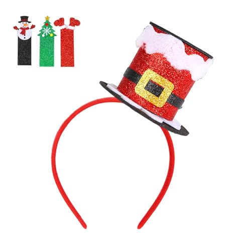 DNCG Christmas Hat Headband, Novelty Christmas Headbands, Red Green Silver Elastic Christmas Headgear, Christmas Headbands, Kids Headband Classic Headwear for Girls von DNCG