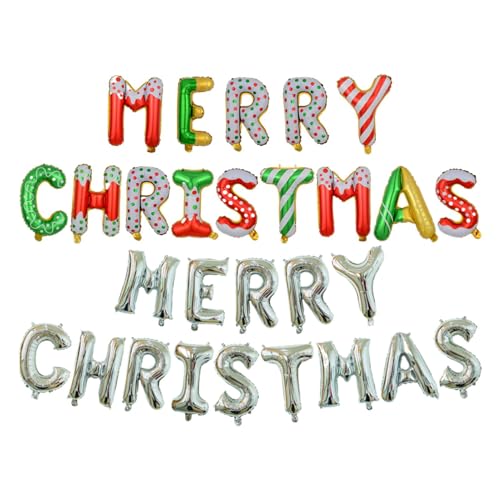 Merry Christmas Balloons Foil, Merry Christmas Balloons Banner Set, Christmas Letter Balloons Kit, New Year Festliche Balloon Banners for Decorations von DNCG