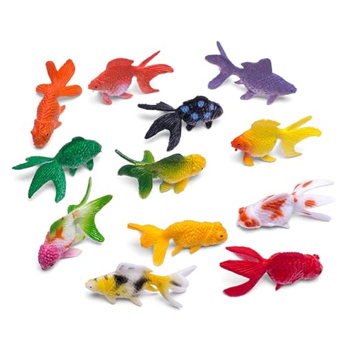 Spielzeug mit roten Fischen, 12 Stück Goldfische, Fischfiguren, Spielzeug für Tiere – Dekoration von gefälschten Fischen, Tiere, künstliche Goldfische für die Früherziehung von Pic von DNCG
