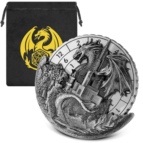 7 in 1 Dragon and Castle Fingertip Gyro, DND Wheel Dice Spiner, DND Starter Set, 7 in 1 Metal Dice Set, D&D Gifts with Dragon Logo Gift Bag, Tabletop Games, Role Playing Board Game Accessories, Silver von DND DADO