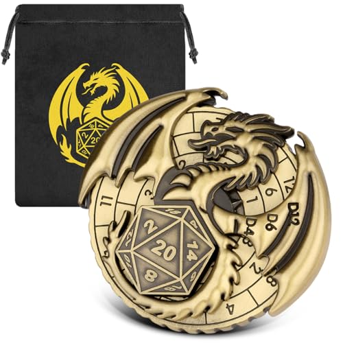 7 in 1 Flying Dragon Fingertip Gyro, DND Wheel Dice Spiner, DND Starter Set, 7 in 1 Metall D&D Würfel Set, D&D Geschenke mit Drachenlogo Geschenktüte, Tischspiele, Rollenspiel Brettspiel Zubehör von DND DADO