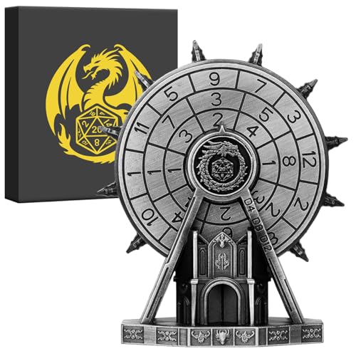 DND Riesenrad Würfel Spinner, 7-in-1 Metallische D&D Drehung Würfels, Roulette Würfel Spinner für DND, D&D Geschenke mit Drachen Logo Geschenkbox, MTG, Rollenspiel Brettspiel Zubehör, Dunkel Silber von DND DADO