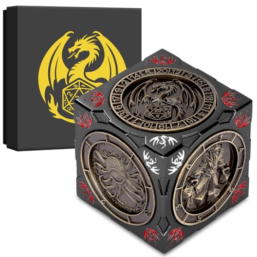DND Spinner Würfel, 7-in-1 Metall Würfel Set, 3D-Relief Design, DND Polyedrische Rotierende Spielwürfel, D&D Geschenke mit Drachen Logo Geschenkbox, RPG, Rollenspiel Brettspiel Zubehör, Schwarz DND Spinner Würfel, 7-in-1 Metall Würfel Set, 3D-Relief Design, DND Polyedrische Rotierende Spielwürfel, D&D Geschenke mit Drachen Logo Geschenkbox, RPG, Rollenspiel Brettspiel Zubehör, Schwarz von DND DADO