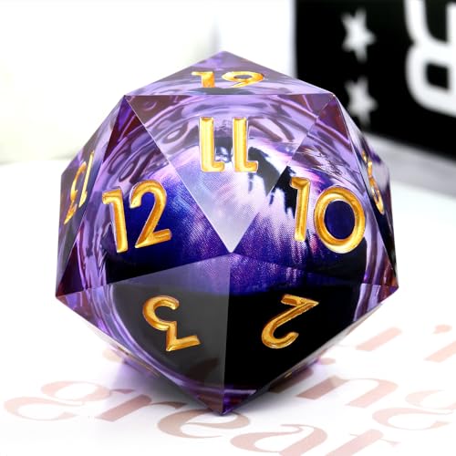 DNDND D20-Würfel, flüssiger Kern, 33 mm, Drachenauge, 20-seitige Würfel mit wunderschöner Geschenkbox für Dungeons und Drachen, Violett DNDND D20-Würfel, flüssiger Kern, 33 mm, Drachenauge, 20-seitige Würfel mit wunderschöner Geschenkbox für Dungeons und Drachen, Violett von DNDND