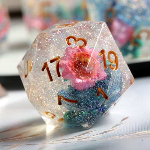 DNDND DND-Würfel aus Kunstharz, handgefertigt, scharfe Kanten, mit Geschenketui für D&D-Dungeons und Drachen-Tischspiele, Mattrosa von DNDND