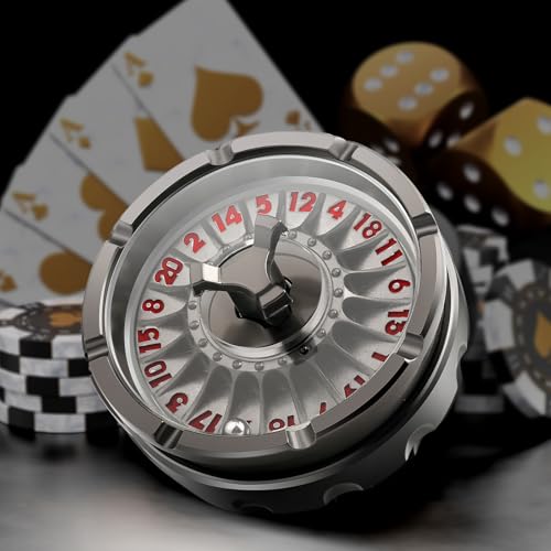 DNDND Roulette D20 Würfel, 50 mm, metallisch, D20, DND-Würfel mit wunderschöner Geschenkbox für Dungeons and Dragons und Tischspiel (schwarz mit roter Zahl) von DNDND