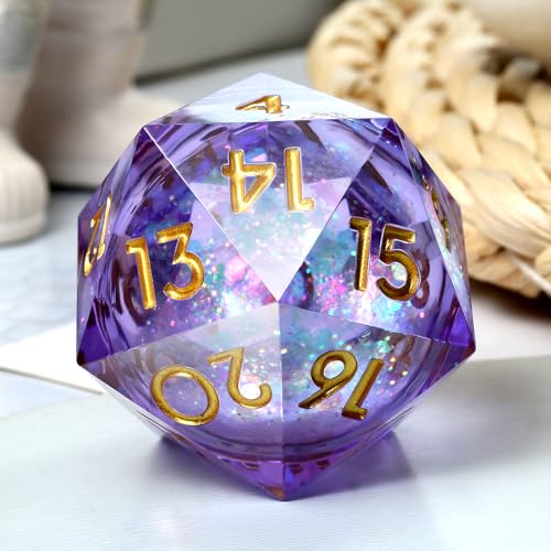 Flüssige Würfel D20, 33 mm, DNDND Glitzer und Pailletten, flüssig, 20-seitig, Spindown-Würfel mit wunderschöner Geschenkbox für Dungeons und Drachen, Lila Flüssige Würfel D20, 33 mm, DNDND Glitzer und Pailletten, flüssig, 20-seitig, Spindown-Würfel mit wunderschöner Geschenkbox für Dungeons und Drachen, Lila von DNDND
