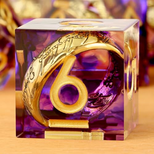 Magischer Lord-Ring, D&D-Würfel-Set, scharfe Kanten, DND-Würfel, violetter Wirbel mit goldenem Ring im Inneren, mit Geschenk-Metalletui für Dungeons & Dragons, D&D-Tischspiel, Violett Magischer Lord-Ring, D&D-Würfel-Set, scharfe Kanten, DND-Würfel, violetter Wirbel mit goldenem Ring im Inneren, mit Geschenk-Metalletui für Dungeons & Dragons, D&D-Tischspiel, Violett von DNDND