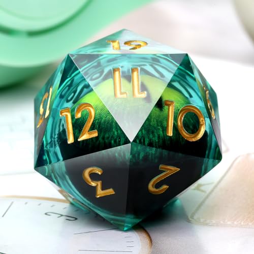 Spindown 33 mm D20 Würfel, DNDND Flüssigkern, Drachenauge, 20-seitige Würfel mit wunderschöner Geschenkbox für Dungeons und Drachen, Grün Spindown 33 mm D20 Würfel, DNDND Flüssigkern, Drachenauge, 20-seitige Würfel mit wunderschöner Geschenkbox für Dungeons und Drachen, Grün von DNDND
