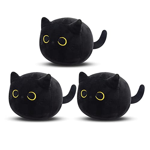 Grehge y Hugging Toy - Stuffed Toy Pillow Plush Cat Shape Cushion - Plush Toy Cat Gift Doll Squeezable and Pressure Relieving (Black 3 Pieces) von DNFASCHI