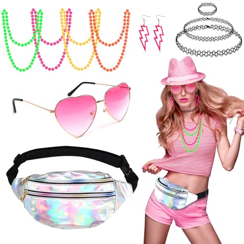 80er 90er Jahre Outfit Damen Accessoires, Aerobic Outfit 80er Damen Mottoparty für Neon Party Outfit, Karneval, Fasching 80er 90er Jahre Outfit Damen Accessoires, Aerobic Outfit 80er Damen Mottoparty für Neon Party Outfit, Karneval, Fasching von DNGH