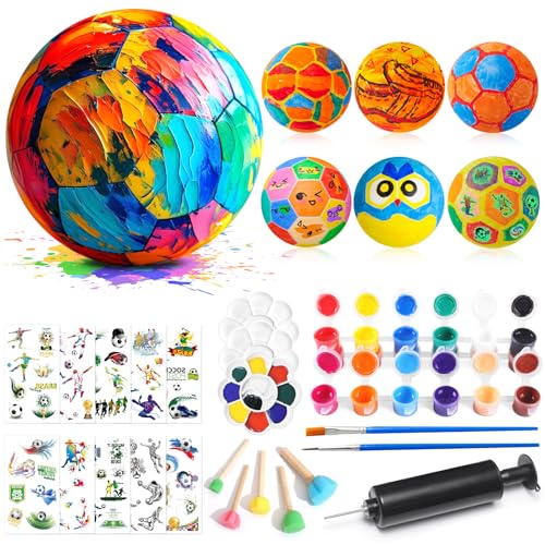 DNGH Fußball Malset Bastelset Kinder ab 6 8 9 10 Jahre, Fussball Geschenke Jungen Fußball DIY Malset mit Pigment Aufkleber, Kreativ Set für Kinder Jungen und Mädchen von DNGH