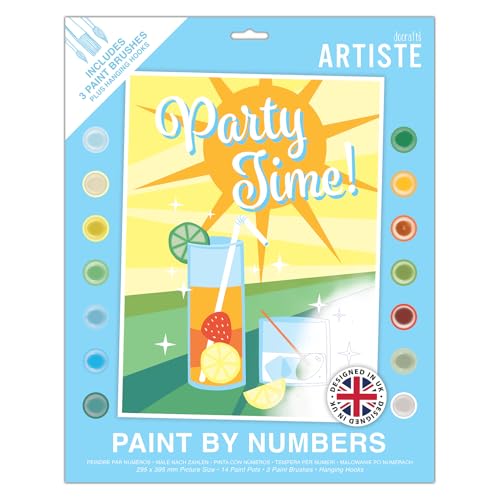 DOCRAFTS ARTISTE Großes Malen nach Zahlen, Partyzeit, Sommerhandwerk, 395 x 295 mm, Tafel, 14 Acrylfarben, 3 Größen, Pinsel-Set für Erwachsene, Hobbys, Basteln, Zahlencodiertes Design, personalisierte DOCRAFTS ARTISTE Großes Malen nach Zahlen, Partyzeit, Sommerhandwerk, 395 x 295 mm, Tafel, 14 Acrylfarben, 3 Größen, Pinsel-Set für Erwachsene, Hobbys, Basteln, Zahlencodiertes Design, personalisierte von DOCRAFTS ARTISTE