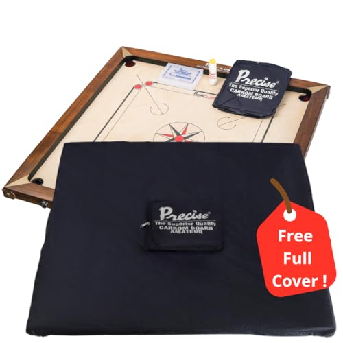 Precise Carrom-Brett │ Mit Walnussecken 12 kg │ 8-mm-Brett │ Weltmeister in Indien │ Komplett mit Steine, Striker von DOCTOR SPORT