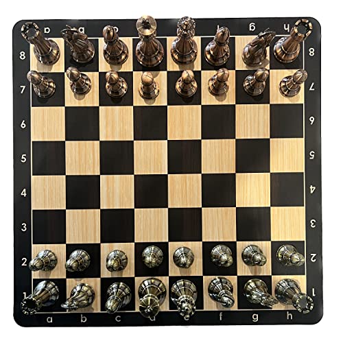Schachspiel Schach - Metall Superluxe 1,8 kg. - 56 x56 cm Brett - Kupfer und Cyaan - Mousepad Weich Brett - Schachfiguren mit Rollbar Mousepad Brett - Staunton Design von DOCTOR SPORT