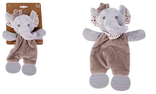 DODO D'AMOUR - Beißring-Kuscheltier - Elefant - 012391 - Beige - Fleece - Geburt - Plüschtier - Baby - Beruhigend - Weich - Waschbar - 25 cm x 10 cm - Ab 0 Monaten von DODO D'AMOUR