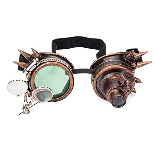 DODOING Viktorianischer Stil Steampunk Brille Doppelokularlupe Schweißbrille Punk Gothic Gr. One size, messing von DODOING
