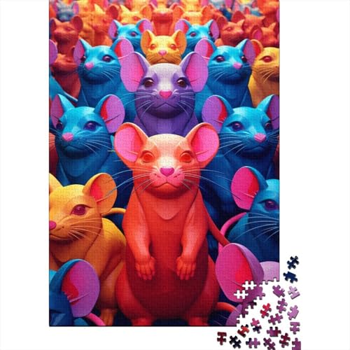 Cute Mäuse Puzzle 1000 Teile Schwer Puzzle Spielzeug Lernspiel Impossible Herausforderung Spielzeug Für Erwachsene Kinder 1000pcs (75x50cm) von DOEMTY