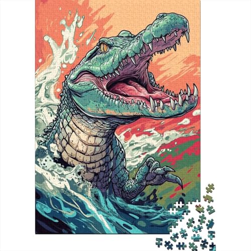 Krokodil Puzzle 1000 Teile Schwer Puzzle Spielzeug Pädagogisches Spiel Impossible Herausforderung Spielzeug Für Erwachsene Und Kinder Ab 12 Jahren 1000pcs (75x50cm) von DOEMTY