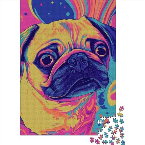 Pug Puzzle 1000 Teile Schwer Puzzle Spielzeug Pädagogisches Spiel Impossible Herausforderung Spielzeug Für Erwachsene Und Kinder in Bewährter 1000pcs (75x50cm) von DOEMTY