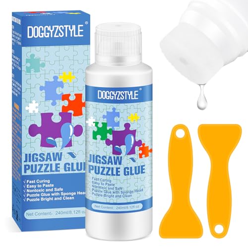 240ML Aktualisierter Puzzlekleber mit Applikator, transparenter wasserlöslicher Puzzlekleber mit speziellem Verfahren, ungiftig und schnell trocknend von DOGGYZSTYLE