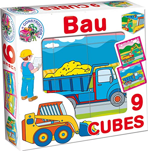 Würfel Puzzle Bilderwürfel 9-TLG. Kinderpuzzle Baufahrzeuge LKW von DOHÁNY