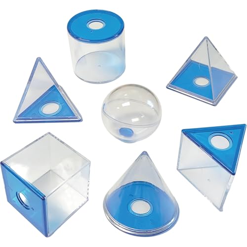 DOHE Educa Geometrische Figuren, transparent, 3D, GeoSolids, Mathematiklernen, ab 6, 10 Jahren, abnehmbare Basis, inklusive Prisma, Pyramiden, Würfel, Zylinder, Kegel und Kugel von DOHE