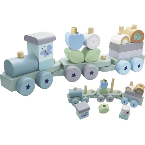DOHE Educa – Holzspielzeug-Zug – Babys und Kleinkinder 0–2 Jahre, Lokomotive und 2 Waggons mit Rädern, 14 abnehmbare Teile, glattes Naturholz, pädagogisches Lernspielzeug für Kinder DOHE Educa – Holzspielzeug-Zug – Babys und Kleinkinder 0–2 Jahre, Lokomotive und 2 Waggons mit Rädern, 14 abnehmbare Teile, glattes Naturholz, pädagogisches Lernspielzeug für Kinder von DOHE