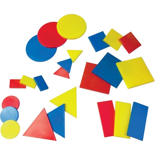 ‎DOHE Educa – Logische Geometrische Blöcke (24 Stück) – Kreise, Rechtecke, Dreiecke und Quadrate in 3 Farben, Formen und Größen Lernen und sortieren, Lernspiel 6–10 Jahre von DOHE