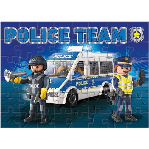 Dohe Educa - Progressives Puzzle für Kinder, 48 Teile, Pappe, Playmobil Police, Puzzle für Kinder von 4 6 Jahren, Lernmaterial von DOHE