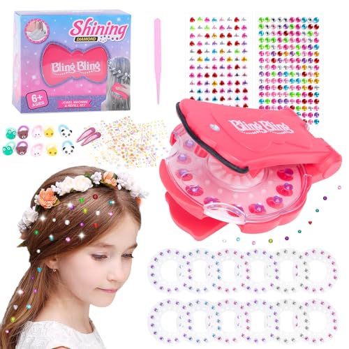 Haarflechtmaschine Mädchen Bedazzler-Set mit 380 Diamanten, Flechtmaschine Haare Kinder, Haarschmuck Mädchen für kreative Frisuren, Haare Flechten Maschine für Funkelnde Haare Haarflechtmaschine Mädchen Bedazzler-Set mit 380 Diamanten, Flechtmaschine Haare Kinder, Haarschmuck Mädchen für kreative Frisuren, Haare Flechten Maschine für Funkelnde Haare von DOINEUFL