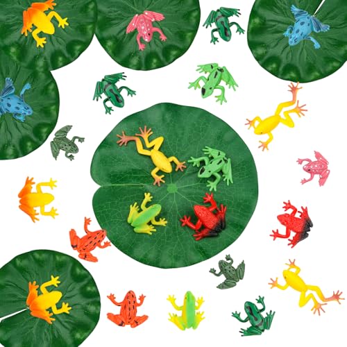 30 Stück Mini Plastikfroschspielzeug und künstliche Seerosenblätter, inklusive realistische Froschfiguren aus dem Regenwald und schwimmende Schaumstoffblätter als Pool-Dekoration und Partygeschenk 30 Stück Mini Plastikfroschspielzeug und künstliche Seerosenblätter, inklusive realistische Froschfiguren aus dem Regenwald und schwimmende Schaumstoffblätter als Pool-Dekoration und Partygeschenk von DOITEM