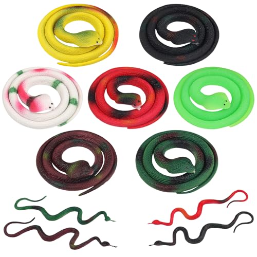 DOITEM 11 Stück Gummi Schlangen, 75cm Schlange Spielzeug, 40cm Gummischlangen Spielzeug, Kunststoff Schlangen Regenwald Schlangen Schlange Streich Requisiten für Kinder Garten Halloween Spielzeug DOITEM 11 Stück Gummi Schlangen, 75cm Schlange Spielzeug, 40cm Gummischlangen Spielzeug, Kunststoff Schlangen Regenwald Schlangen Schlange Streich Requisiten für Kinder Garten Halloween Spielzeug von DOITEM