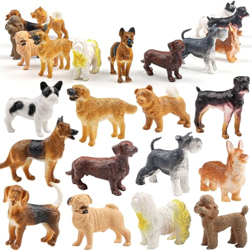 DOITEM 12PCS Dog Figurines Playset, Realistisch detaillierte Plastik Mini Puppy Figuren, Hand bemalte Emulation Tiny Dogs Animals Toy Set, Kuchen Toppers Geburtstagsgeschenk für Kinder Kleinkinder von DOITEM
