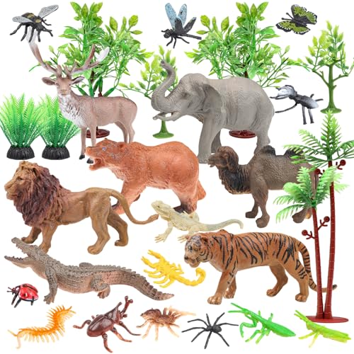 DOITEM 27 Pack Regenwald Tiere Figuren Spielzeug Set Assorted Kreaturen Regenwald Diorama Supplies Tiere Modell Bäume für Geburtstag Party Favors, Piñata Fillers, für Jungen und Mädchen DOITEM 27 Pack Regenwald Tiere Figuren Spielzeug Set Assorted Kreaturen Regenwald Diorama Supplies Tiere Modell Bäume für Geburtstag Party Favors, Piñata Fillers, für Jungen und Mädchen von DOITEM