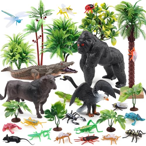 DOITEM 30Pcs Regenwald Tierfiguren Set Modell Tress Kit Regenwald Diorama Projekt mit Gorilla Vogel Krokodil Eidechsen Frosch Schlange Insekten Playset für Kinder Geburtstag Kuchen Toppers Party Deko DOITEM 30Pcs Regenwald Tierfiguren Set Modell Tress Kit Regenwald Diorama Projekt mit Gorilla Vogel Krokodil Eidechsen Frosch Schlange Insekten Playset für Kinder Geburtstag Kuchen Toppers Party Deko von DOITEM