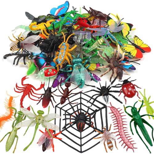 DOITEM 62 PCS Realistische Insekten Set für Kinder, Plastikwanzen und Insektenfiguren, Bugs für Bildung, Halloween und Geburtstagsgeschenke Party Favors von DOITEM