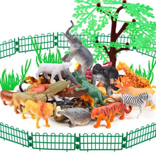 DOITEM Animals Spielzeug, Wild Jungle Zoo Tier, Mini Tierfiguren Set, 54PCS, Geschenke für Kinder Jungen Mädchen 3 4 5 6 Jahre Alt von DOITEM